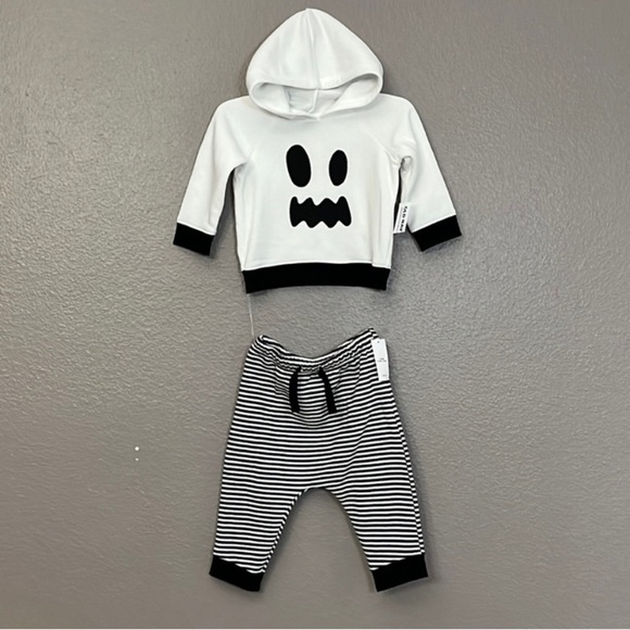 Ghost Halloween Hoodie Sweatpants Outfit 3-6 NEW - Picture 1 of 5